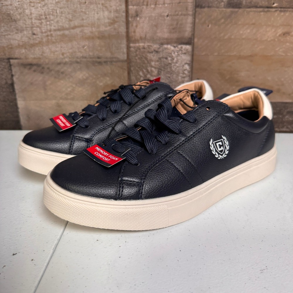 Chaps Sneakers Mens Size 8 Navy Blue Memory Foam Logo Brighton Court Casual NEW